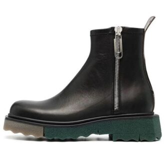 Bottes en cuir à fermeture éclair et semelle en Sponge « Black »