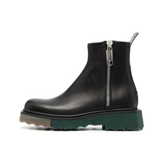 Bottes en cuir à fermeture éclair et semelle en Sponge « Black »