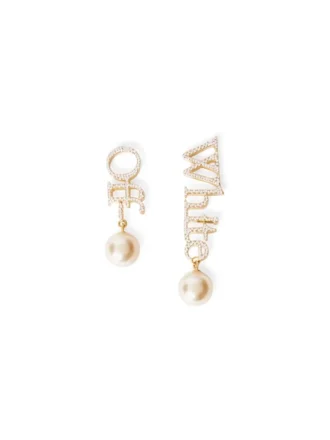 BOUCLES D&rsquo;OREILLES LOGO AVEC STRASS ET PERLES