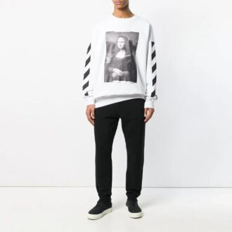 C/O Virgil Abloh Pull à col rond Diag Monalisa blanc pour homme