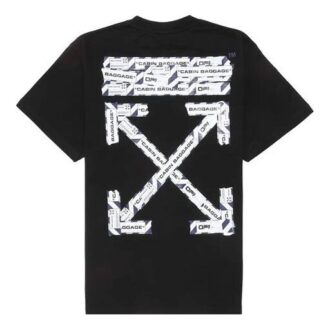 C/O Virgil Abloh T-shirt noir pour homme avec bande adhésive d&rsquo;aéroport
