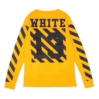 C/O VIRGIL OW 13 T-shirt à manches longues unisexe à rayures alphabétiques jaune