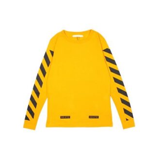 C/O VIRGIL OW 13 T-shirt à manches longues unisexe à rayures alphabétiques jaune