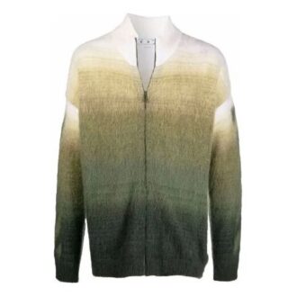 Cardigan en laine à fermeture éclair et motif Arrows Off-White pour homme FW21, coupe ample, vert