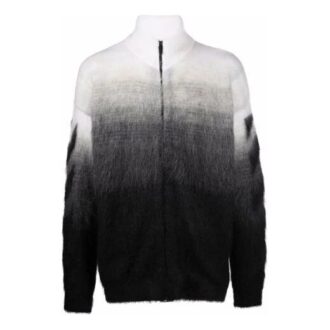 Cardigan en laine à motif jacquard dégradé et fermeture éclair, coupe ample, noir, collection FW21 pour homme, Off-White