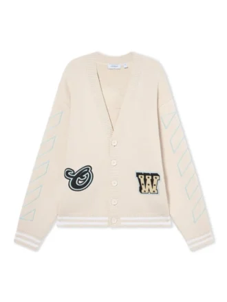 Cardigan en maille universitaire à motif Diagonal et logo étoile