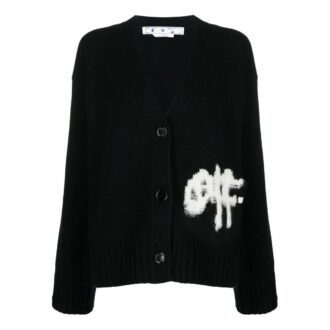 Cardigan intarsia Off-White Logo « Black White »