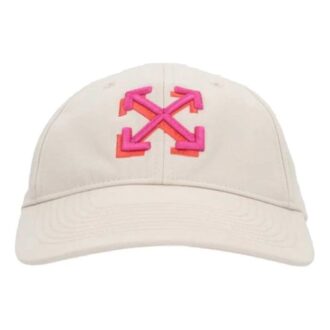 Casquette de baseball en gabardine Off-White avec flèche brodée « White »