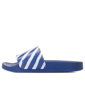 Chaussons à rayures diagonales Bleu/Blanc