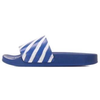 Chaussons à rayures diagonales Bleu/Blanc