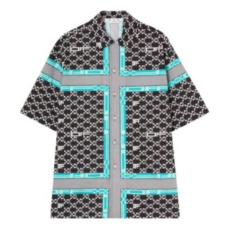 Chemise ample à shorts et col à revers pour homme Off-White FW22, imprimé intégral du logo, noir