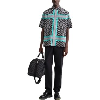 Chemise ample à shorts et col à revers pour homme Off-White FW22, imprimé intégral du logo, noir