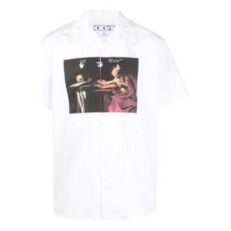 Chemise blanche à manches courtes Off-White pour homme, collection printemps-été 2021