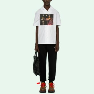 Chemise blanche à manches courtes Off-White pour homme, collection printemps-été 2021