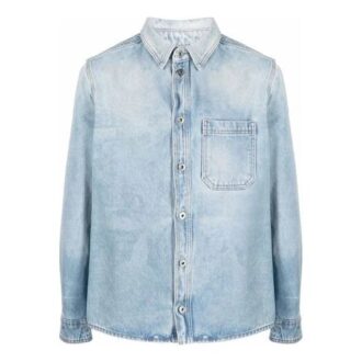 Chemise bleue à manches longues Off-White pour homme SS21 avec boucle au col