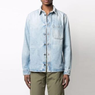 Chemise bleue à manches longues Off-White pour homme SS21 avec boucle au col