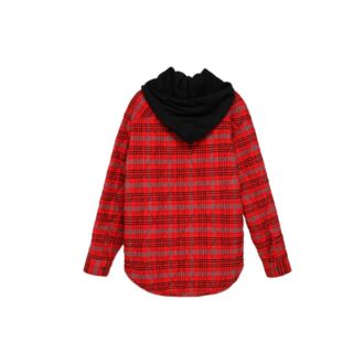 Chemise à capuche ample rembourrée en flanelle à carreaux pour homme