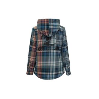 Chemise à capuche asymétrique à imprimé tartan, bleue