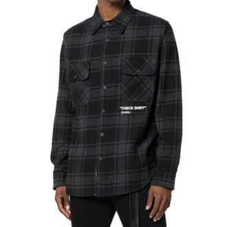 Chemise à carreaux ample basique en flanelle Noir Gris