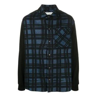 Chemise à carreaux avec imprimé flèche arrière bleu marine
