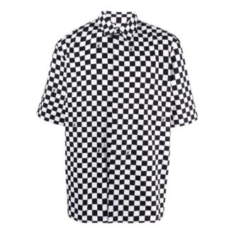 Chemise à carreaux à col et manches courtes Off-White pour homme, noire
