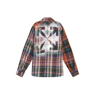 Chemise à carreaux en flanelle avec motif au pochoir