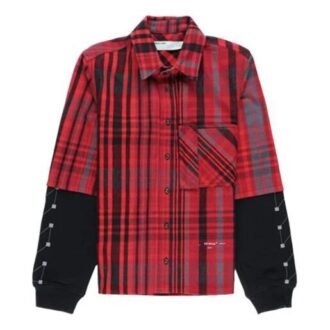 Chemise à carreaux à manches en jersey « Rouge Noir »