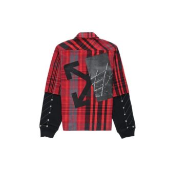 Chemise à carreaux à manches en jersey « Rouge Noir »