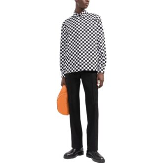 Chemise à carreaux Off-White pour homme FW22, version à manches longues, noir et blanc