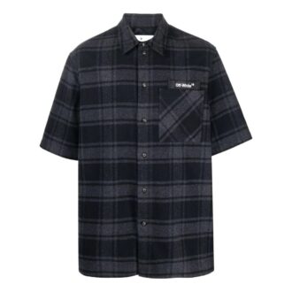 Chemise décontractée à carreaux à manches courtes, noire