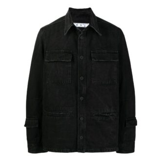 Chemise décontractée à manches longues en Denim noir unie Off-White pour homme, collection automne-hiver 2022