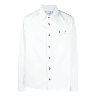 Chemise en Denim ample à simple boutonnage Off-White pour homme FW22, imprimé au dos, blanche