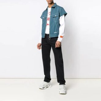 Chemise en Denim à manches courtes et fermeture éclair, coupe ample, bleue