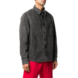 Chemise en Denim à manches longues imprimée d&rsquo;un logo pour homme, noire