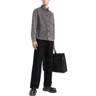Chemise en denim à manches longues marron pour homme Off-White