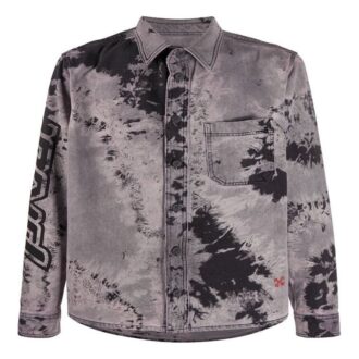 Chemise en denim tie-dye pour homme avec logo flèche FW20, noir