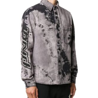 Chemise en denim tie-dye pour homme avec logo flèche FW20, noir