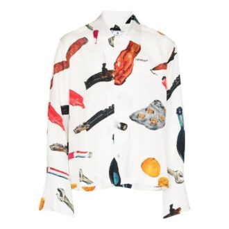 Chemise en soie à appliqués Pascal pour homme, blanche