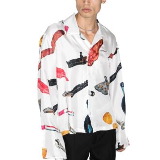 Chemise en soie à appliqués Pascal pour homme, blanche