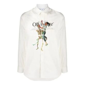 Chemise imprimée avec motif sur la poitrine, blanche