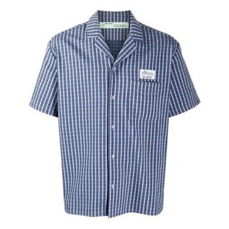 Chemise à manches courtes avec bandeau logo, version bleue