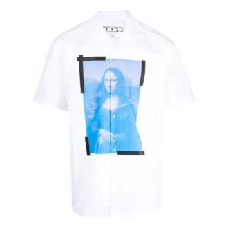 Chemise à manches courtes avec logo imprimé SS21, blanche