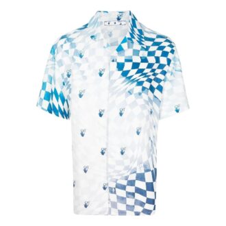 Chemise à manches courtes bleue avec logo imprimé Off-White pour homme