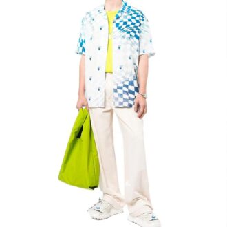 Chemise à manches courtes bleue avec logo imprimé Off-White pour homme