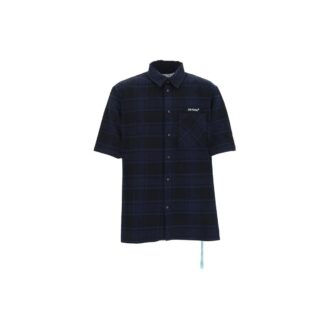 Chemise à manches courtes à carreaux et flèches imprimés alphabétiques Off-White pour homme SS22, bleu