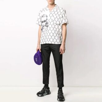 Chemise à manches courtes imprimée, version blanche
