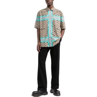 Chemise à manches courtes Off-White pour homme, collection printemps-été 2022, imprimé logo sur le revers, couleur beige