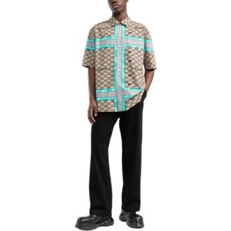 Chemise à manches courtes Off-White pour homme SS22 avec logo Arrows imprimé, beige