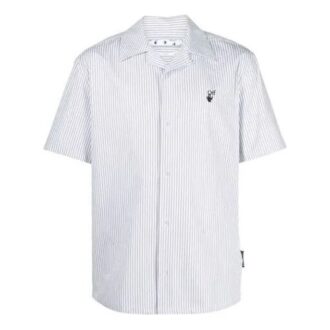 Chemise à manches courtes à rayures décontractée SS21, version blanche
