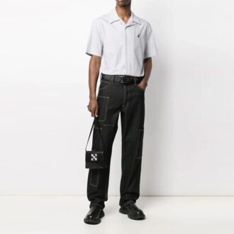Chemise à manches courtes à rayures décontractée SS21, version blanche